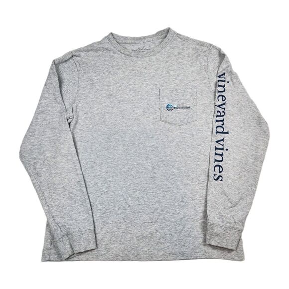 Vineyard Vines Other - Vineyard Vines Long Sleeve Pocket T-Shirt Gray Men S Tropical Design Text Sleeve